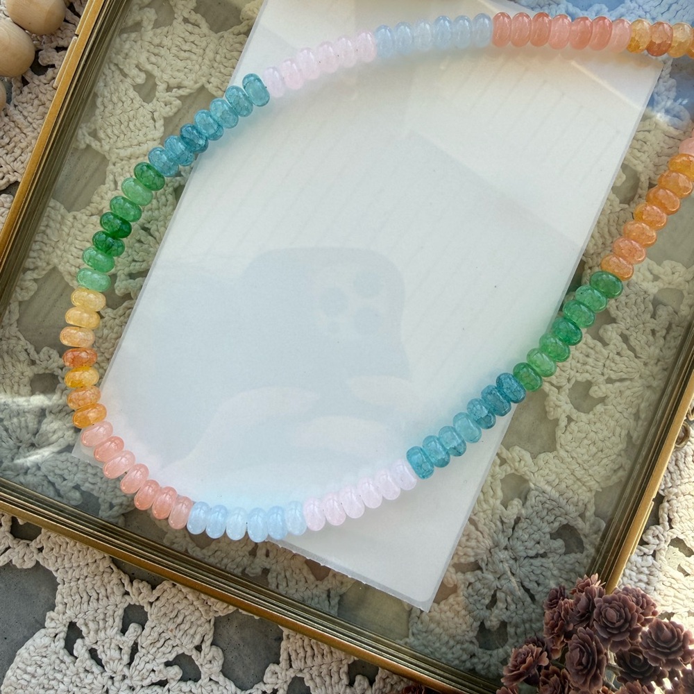 Kids Multicolor Beaded Necklace - Pastel Rainbow
